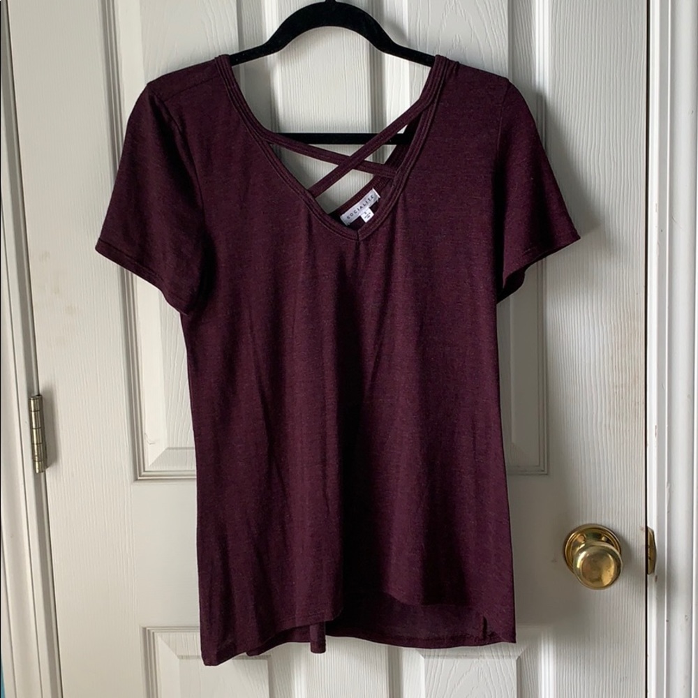 Wine colored short sleeved shirt